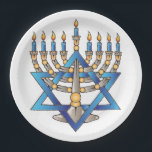 Jewish Menorah Paper Plate<br><div class="desc">Hanukkah Party Paper Dinner Plates.  This Is of the Jewish Menorah For Easy Clean Ups.</div>