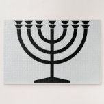 Jewish Menorah (Symbol of Judaism) Jigsaw Puzzle<br><div class="desc">This design features an illustration of a menorah, used by Jewish people to celebrate the eight-day holiday of Hanukkah. The menorah is a nine-branched candelabrum that is lit during Hanukkah. Eight of the nine branches hold lights (candles or oil lamps) that symbolize the eight nights of the holiday; on each...</div>