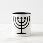 Jewish Menorah (Symbol of Judaism) Two-Tone Coffee Mug<br><div class="desc">This design features an illustration of a menorah, used by Jewish people to celebrate the eight-day holiday of Hanukkah. The menorah is a nine-branched candelabrum that is lit during Hanukkah. Eight of the nine branches hold lights (candles or oil lamps) that symbolize the eight nights of the holiday; on each...</div>