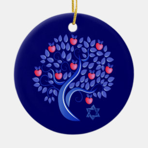Jewish New Year   Rosh Hashanah Custom Year Ceramic Ornament