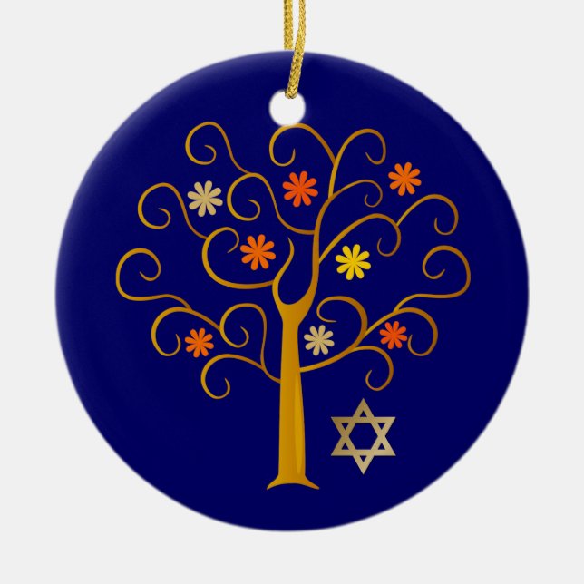 Jewish New Year | Rosh Hashanah Custom Year Ceramic Ornament (Front)