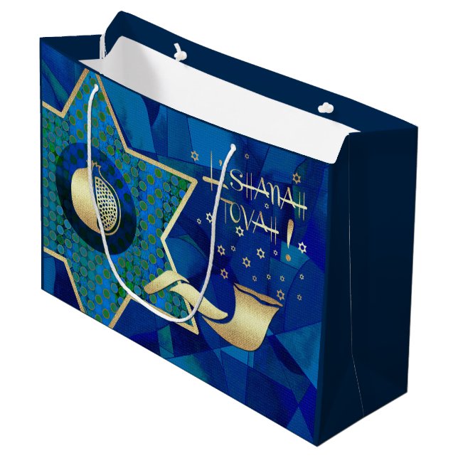 Jewish New Year | Rosh Hashanah  Large Gift Bag (Front Angled)