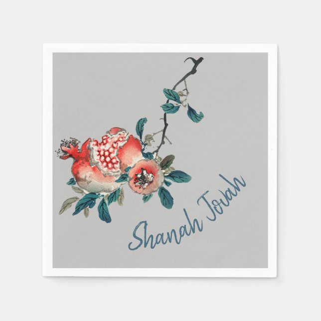 Jewish New Year Rosh Hashanah Sweet Fruit Grey Napkin (Front)