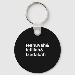 Jewish New Year Yom Kippur Teshuvah Tefillah Tzeda Keychain