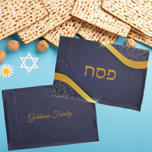 Jewish Passover Blue and Gold  Pillowcase (Creator Uploaded)