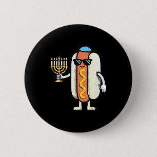 Jewish Pjs Hotdog Funny Food Hanukkah Pajamas Chan 2 Inch Round Button