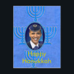 Jewish Postcard<br><div class="desc">Barack Obama Jewish Yarmulke Hanukkah Jew Hebrew Star of David Holiday Israel President Postcard</div>