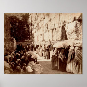 Jewish prayers at the Wailing Wall in Jerusalem Poster