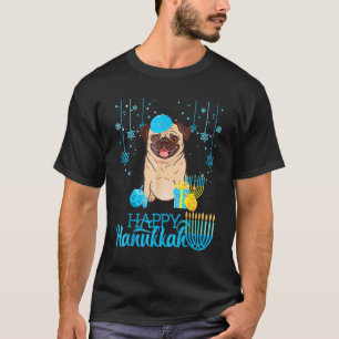 Jewish Pug Dog Menorah Hanukkah Pajamas Chanukah P T-Shirt