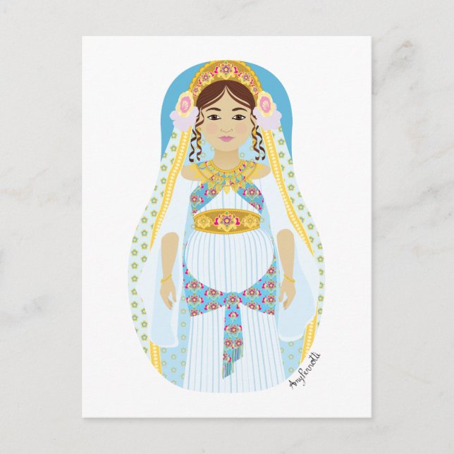 Jewish, Queen Esther Matryoshka Postcard (Front)