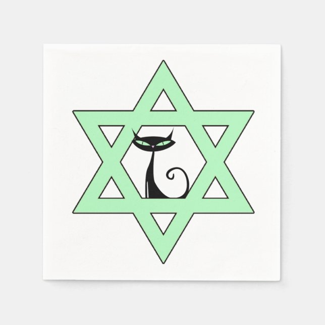 Jewish Retro Kitty Cat Star of David Napkin (Front)