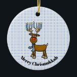 Jewish Rudolph Chrismukkah Ornament<br><div class="desc">This ornament features my Jewish Rudolph the Reindeer who not only has a red nose, but he's got candles on his antlers like a Menorah as extra light. The text on this ornament is customizable to suit you or your recipient. Designed by Sheila Cicchi, Brownielocks.com. All Rights Reserved. NOTE: Due...</div>