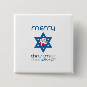 JEWISH SANTA 2 INCH SQUARE BUTTON