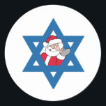 JEWISH SANTA CLASSIC ROUND STICKER<br><div class="desc">Holiday Humour T-shirts and Apparel Funny Holiday Gear: T-shirts,  Hoodies,  Stickers,  Buttons,  and gifts.</div>