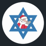 JEWISH SANTA CLASSIC ROUND STICKER<br><div class="desc">Holiday Humour T-shirts and Apparel Funny Holiday Gear: T-shirts,  Hoodies,  Stickers,  Buttons,  and gifts.</div>