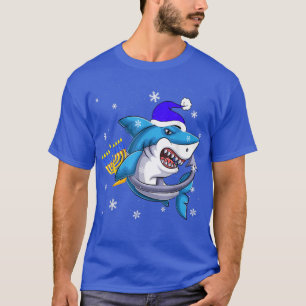 Jewish Shark Menorah Funny Hanukkah Chanukah Anima T-Shirt