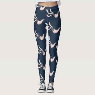 Jewish shofar illustration rose gold leggings