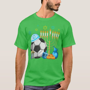 Jewish Soccer Menorah Hanukkah Chanukah Sport funn T-Shirt