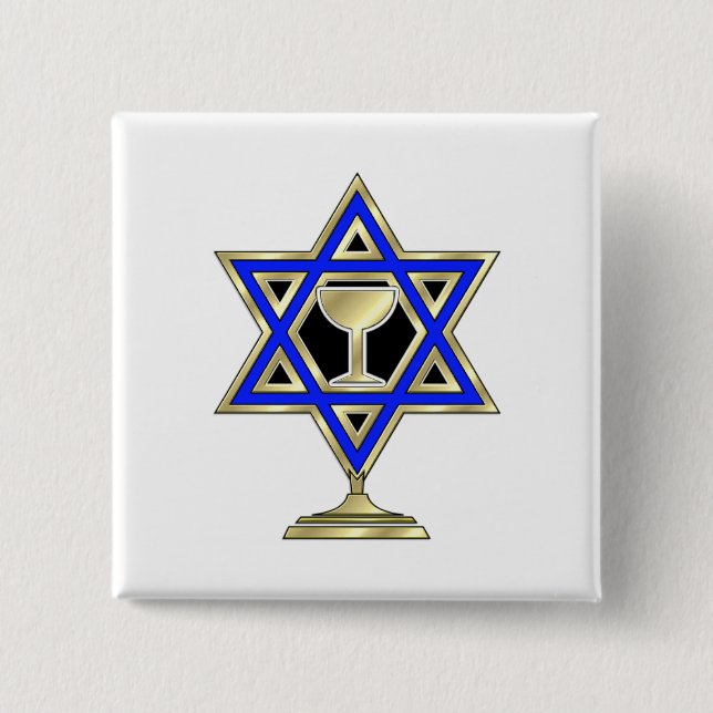 Jewish Star 2 Inch Square Button (Front)