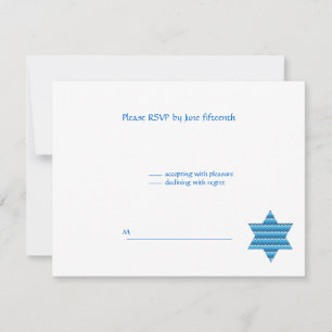 Jewish Star David Twins B'Nai Bnai Mitzvah RSVP Card