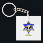 Jewish Star Keychain<br><div class="desc">Jewish gifts and gift ideas featuring beautiful Jewish Star of David with a wine glass in the centre.</div>