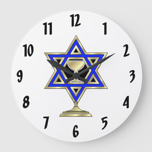 Jewish Star   Large Clock (Front)