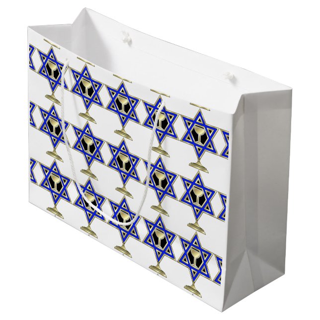 Jewish Star     Large Gift Bag (Front Angled)
