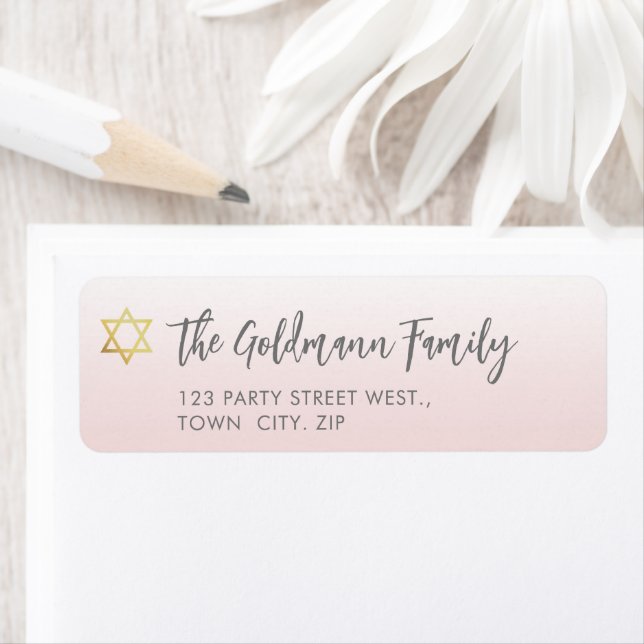 JEWISH STAR modern bat mitzvah pale pink gold  (Insitu)