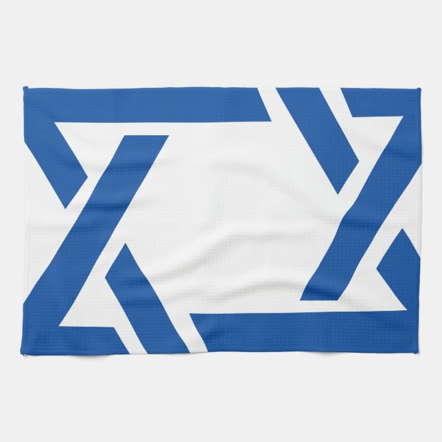 Jewish Star of David Blue Kitchen Towel (Horizontal)