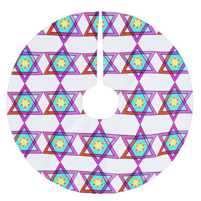 Jewish Star Of David Brushed Polyester Tree Skirt (Front)