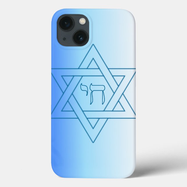 Jewish Star Of David Hebrew Chai Blue and White Case-Mate iPhone Case (Back)