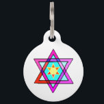 Jewish Star Of David Pet Tag<br><div class="desc">Jewish gifts and gift ideas with stained glass Jewish Star of David.</div>