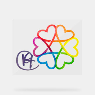 Jewish Star of Hearts Art Acrylic Sign