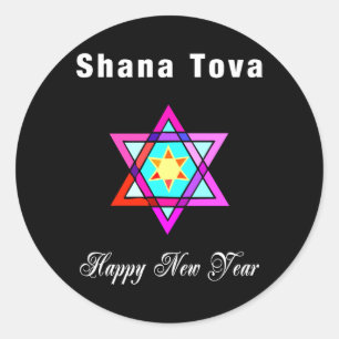 Jewish Star Shana Tova Classic Round Sticker