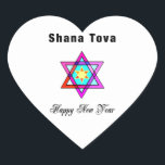 Jewish Star Shana Tova Heart Sticker<br><div class="desc">Shana Tova Jewish Star features Hebrew style stained glass Star of David and sunny greeting for a Happy New Year.</div>