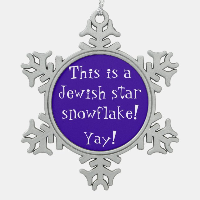 Jewish Star Snowflake Snowflake Pewter Christmas Ornament (Front)