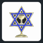 Jewish Star  Square Sticker<br><div class="desc">Jewish gifts and gift ideas featuring beautiful Jewish Star of David with a wine glass in the centre.</div>