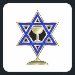 Jewish Star Square Sticker<br><div class="desc">Jewish gifts and gift ideas featuring beautiful Jewish Star of David with a wine glass in the centre.</div>