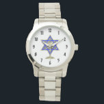 Jewish Star Watch<br><div class="desc">Jewish gifts and gift ideas featuring beautiful Jewish Star of David with a wine glass in the centre.</div>