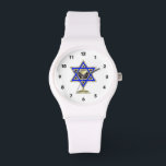 Jewish Star Watch<br><div class="desc">Jewish gifts and gift ideas featuring beautiful Jewish Star of David with a wine glass in the centre.</div>
