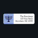 Jewish Stars & Menorah<br><div class="desc">Jewish star menorah address labels.  Background colour and text can be customized.</div>
