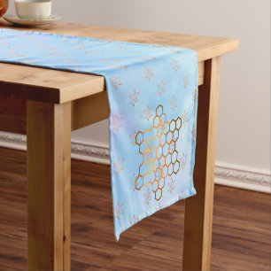Jewish Stars on Variable Blue Background  Short Table Runner