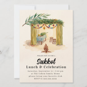 Jewish Sukkot Sukkah Potluck Celebration Etrog Invitation