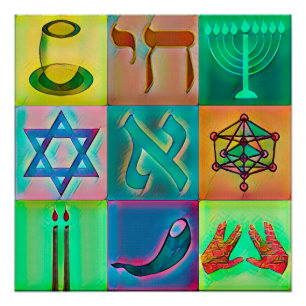Jewish Symbols Pop Art Poster