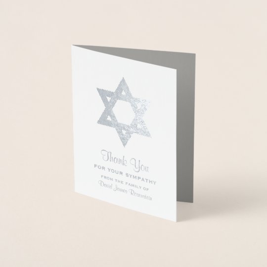 Jewish Sympathy Thank You Silver Foil Star David Foil Card Zazzle ca