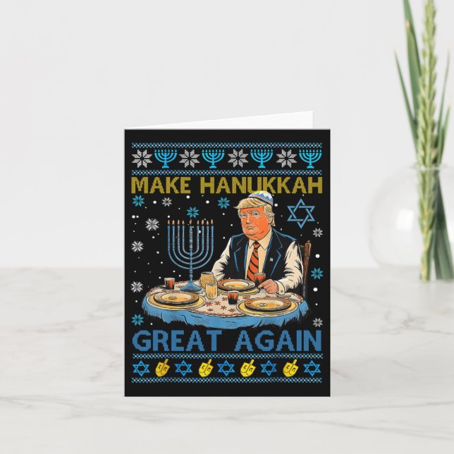 Jewish Ugly Make Hanukkah Great Again Funny Trump  Card (Front)