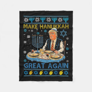 Jewish Ugly Make Hanukkah Great Again Funny Trump  Fleece Blanket
