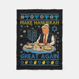 Jewish Ugly Make Hanukkah Great Again Funny Trump Fleece Blanket