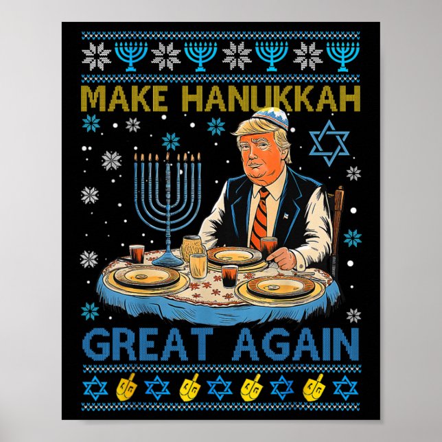 Jewish Ugly Make Hanukkah Great Again Funny Trump  Poster (Front)