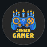 Jewish Video Game Controller Gamer Chanukah Boy Ki Classic Round Sticker<br><div class="desc">Jewish Video Game Controller Gamer Chanukah Boy Kid 1</div>